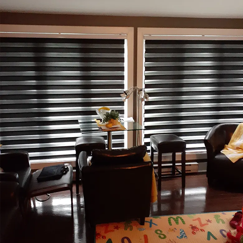 a room with a table and chairs